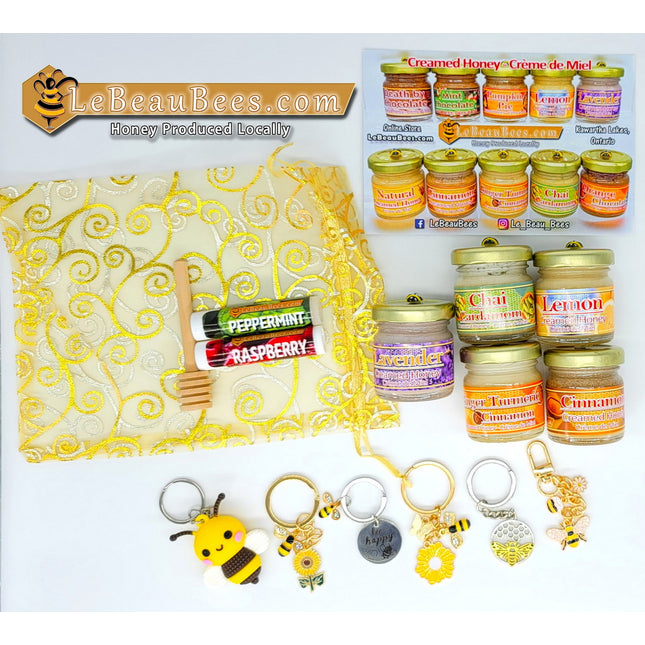 Small Gift Bag B - 5 small Creamed Honey + 2 Lip Balms + 1 key chain + 1 small dipper